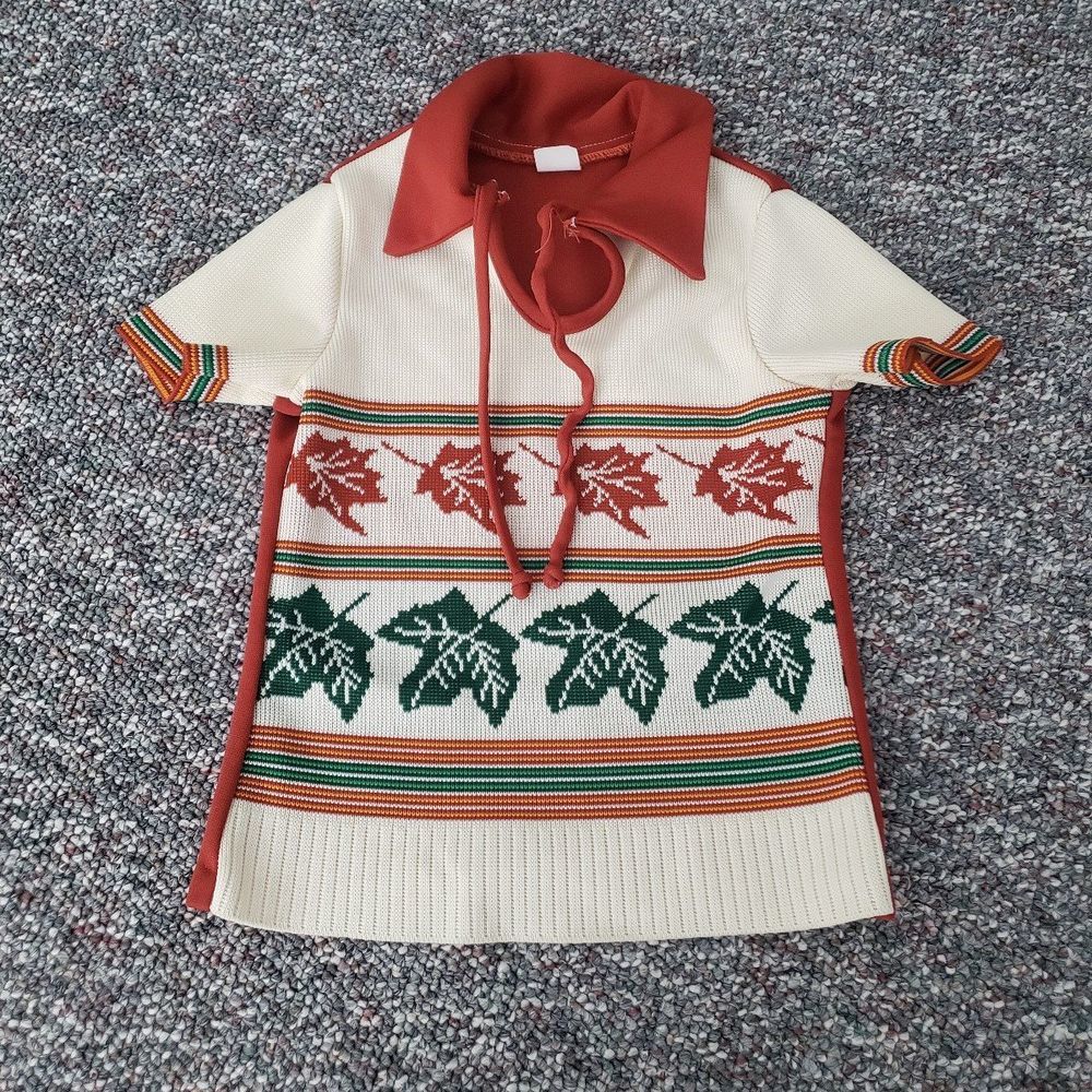 70s Girl's Leaf Print Top